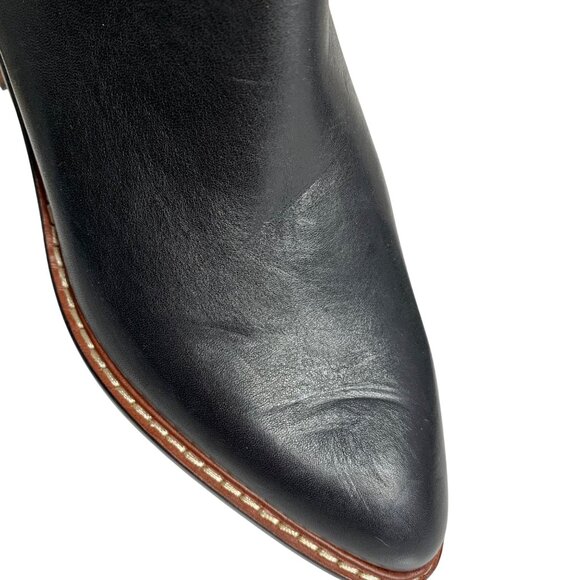 COACH Bowery Chelsea Black Leather Boots Rex Charm Bootie Womens SZ 5 Flaw #1 - Picture 10 of 11